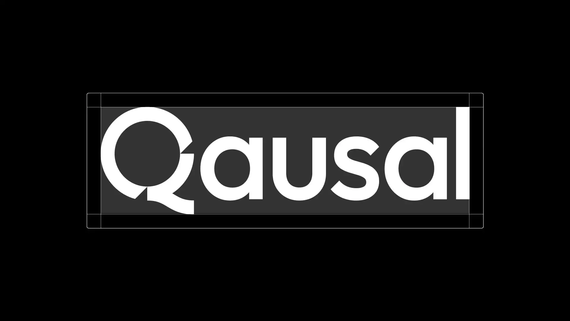 The Qausal logo on a black background with lines around it indicating the safe area.